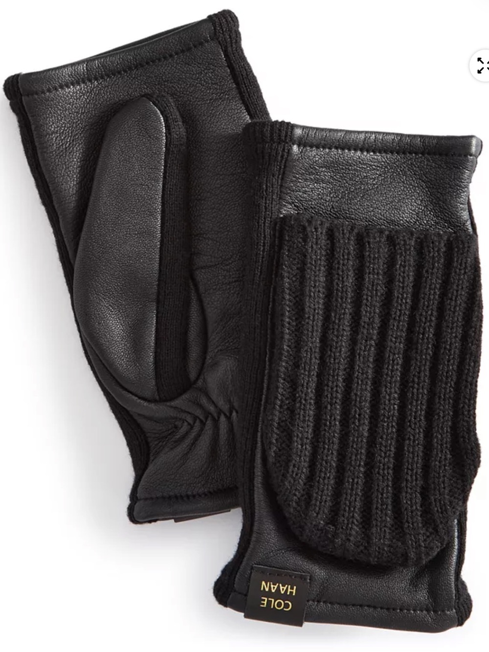 Cole Haan Leather Flip Mitt Gloves